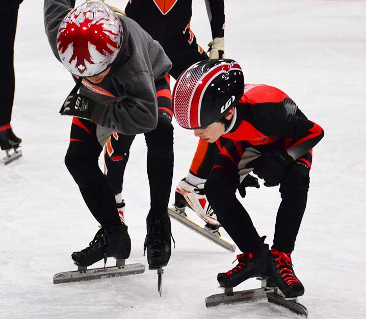 Skaters practicing the start routine