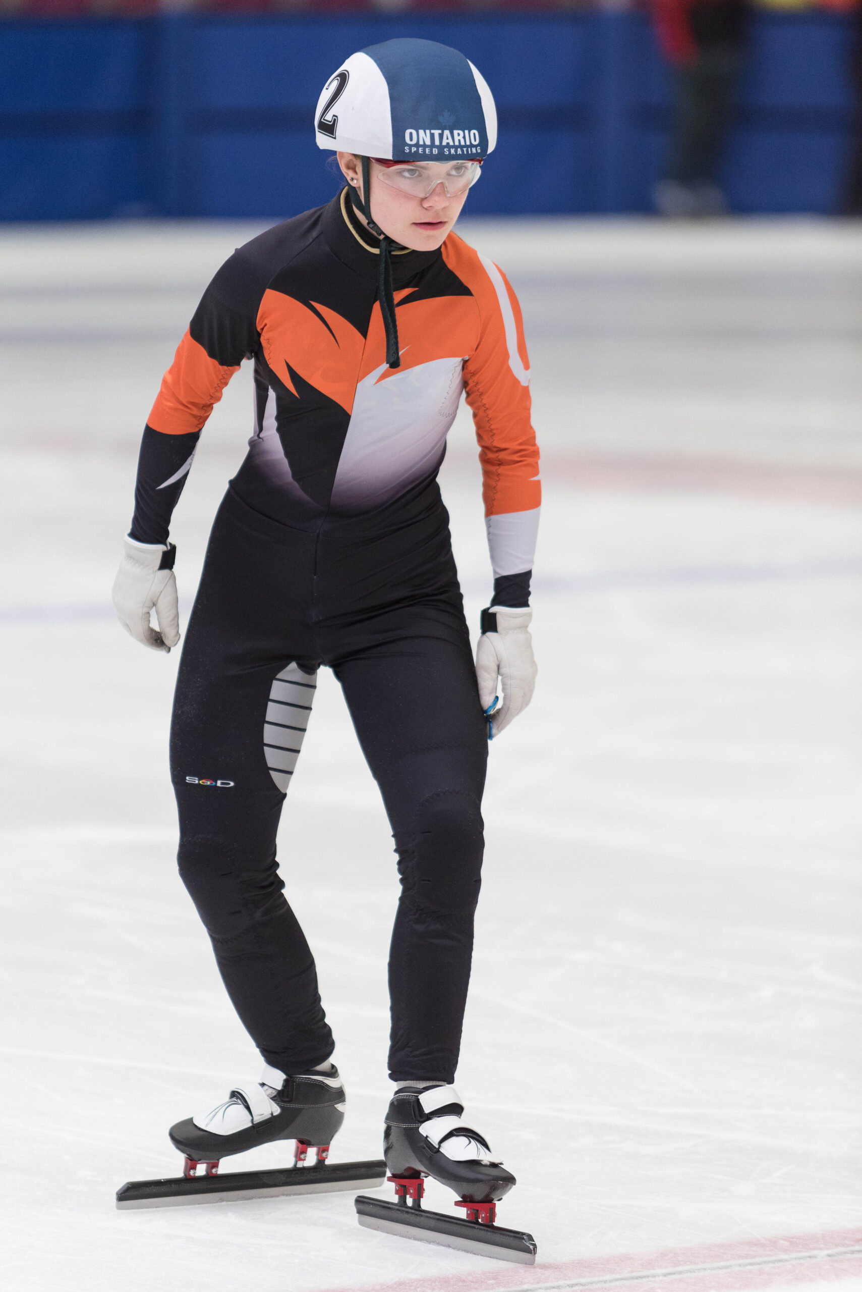 A skater at the start line wearing our skinsuit.